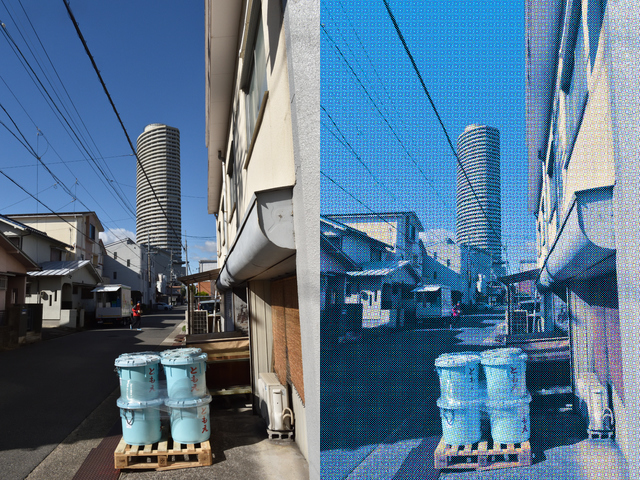 写真データとスクリーン印刷の比較イメージ