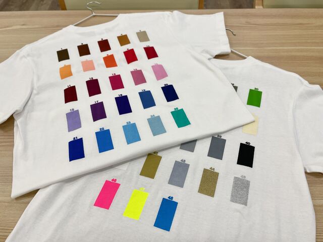 Tシャツのプリントカラーサンプルのイメージ
