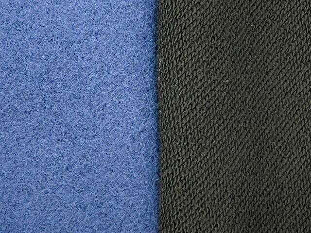 裏起毛と裏毛(パイル)の比較写真